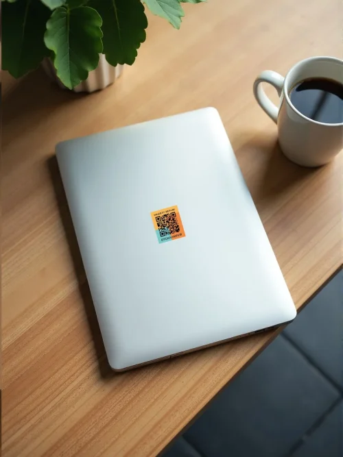 Динамический qr код наклейка потерашка для техники